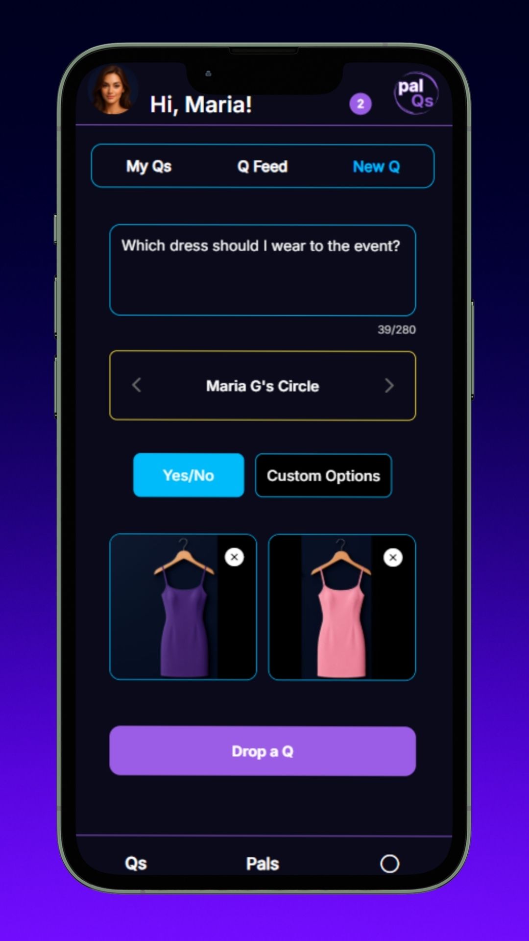PalQs app screenshot showing how to ask questions in seconds for instant feedback